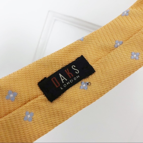 DAKS LONDON TIE Yellow with blue accent tie - Picture 3 of 5